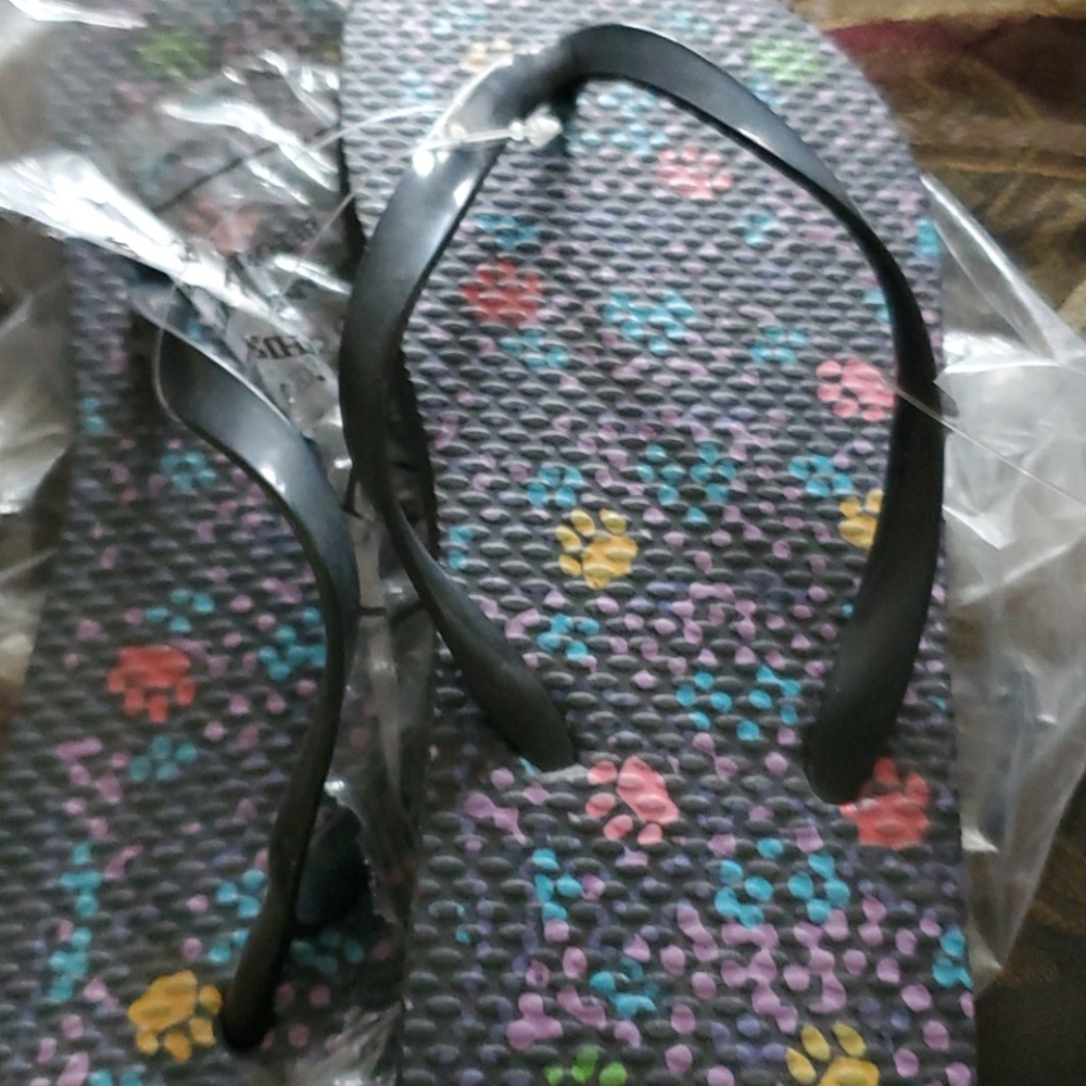 Animal rescue black pet paws flip flops